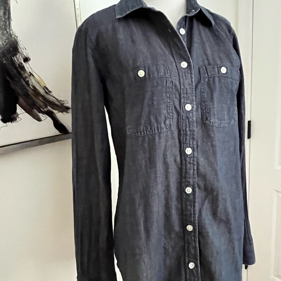 Loft Blue Chambray The Softened Button Front Blouse Size Small - Picture 5 of 9